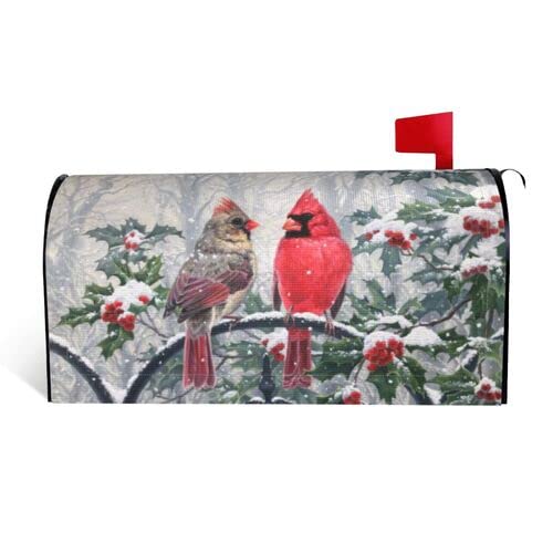 Christmas Mailbox Covers Magnetic Winter Snowflake Cardinal Bird Mailbox Cover Magnetic Garden Yard Home Green Decor For Outdoor (Large Size: 25.5X21 In) #TOP1