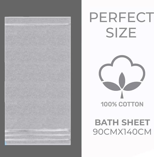 Towelogy® Premium Quick Dry Bath Sheets Oeko-Tex Certified Ecofriendly 100% Cotton Zero Twist Large Bath Towels Highly Absorbent Fade & Tear Resistant 90cmx140cm (Silver Grey - Image 4