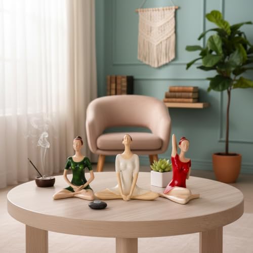 Image of Xtore Serene Trio Yoga Figurines for Calm Corners, Shelves, and Study Tables