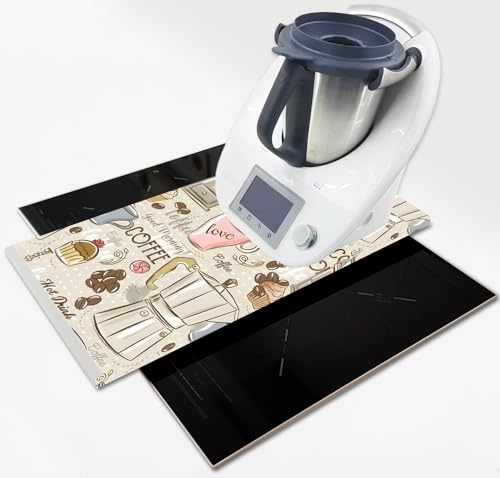 Tabla Deslizante Vinilada COFFEE HOT para Robot Cocinar Thermo Monsieur Cuisine Mix 60x30cm con borde de aluminio + 4 Ruedas Calidad, se desliza en todas las encimeras, no se mueve por vibraciones - imagen 3