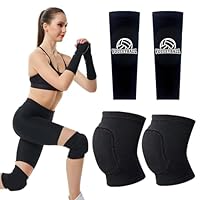 Volleyball-Schutz, 1-Paar Volleyball Armstulpen +1-Paar Volleyball Knieschoner, Sport Unterarm Ärmel -Handgelenkstützemit Schutzpolster und Daumenloch, Schwamm Kollision Knieschutz Knie Schoner