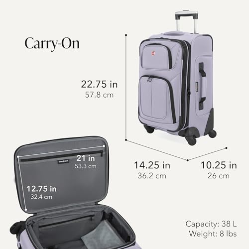 Image of SWISSGEAR Sion Carry-On /Large Softside Expandable Spinner Luggage Set, Lightweight, Evening Haze, 2-Piece Set (21 /29-Inch)