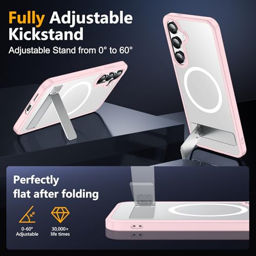 Image of SPIDERCASE Magnetic for Samsung Galaxy S25 Plus Case, [3 Stand Ways][ Military Grade Drop Protection] with Invisible Stand Shockproof Slim Case for Samsung Galaxy S25 Plus 6.7 inch, Pink
