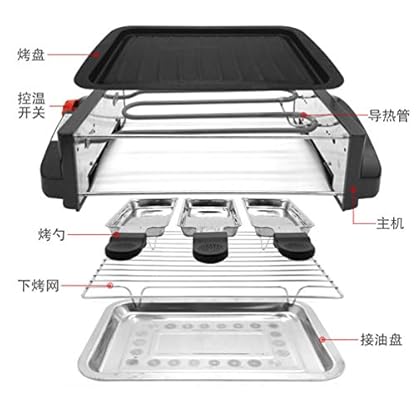 RONGJJ Tischgrill Doppelschichtiger Elektrischer Tischgrill, Ideal Zum Braten, Grillen Und Kochen, Antihaftmaterial… – Bild 3