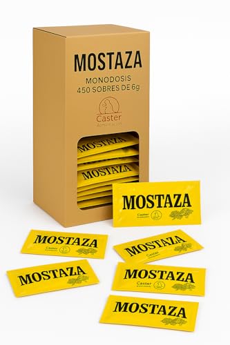 Mostaza Monodosis 6g – Caja Dispensadora con 450 Sobres Individuales | Sabor Equilibrado con Semillas de Mostaza Seleccionadas – Ideal para Hostelería, Catering y Uso Diario – Caster