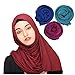 3 Pieces Soft Muslim Instant Cotton Jersey Hijab Long Scarf Shawl Scarves with Hoop Pinless Wrap HeadScarves, 27.5 x 66.9 inches