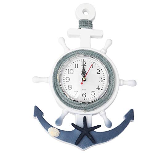 Wooden Anchor Clock Wheel Wall Hanging Clock Nautical Anchor Clock Mediterranean Style