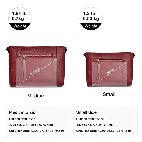 Image of S-ZONE Medium Women Genuine Leather Crossbody Bags Cowhide Shoulder Handbag Ladies Purse