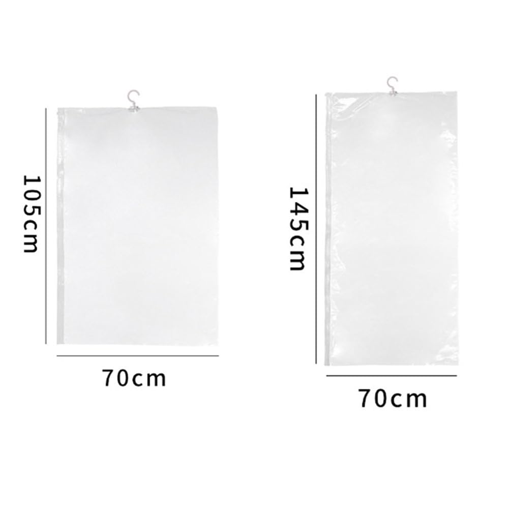 Vakuumbeutel für Kleidung Aufbewahrungsbeutel Hängende Vakuumierbeutel mit Handpumpe Kleiderbeutel Transparent mit Haken für Bettdecken Mäntel Jacken Anzüge Reisen Umzug 70x105cm 10 Stück