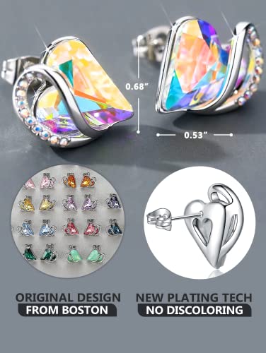 Leafael Infinity Love Heart Stud Earrings For Women, Silver Tone Fashion Statement Jewelry For Girls, Birthday Gifts For Daughter Girlfriend Mom Wife, October Birthstone Crystal, Tourmaline Hot Pink #TOP1