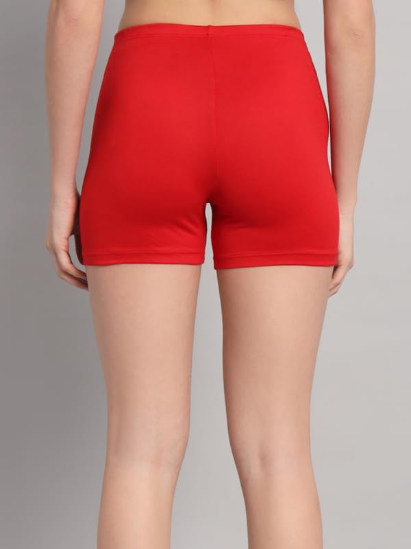 Image of Women's Workout Yoga Athletic Running Dance Gym Shorts High Waist Cheerleader Volleyball Short Pants Red