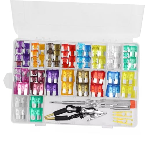 Kit de fusibles para automóvil Unomor, 300 piezas, con probador de fusibles y caja de almacenamiento de aluminio resistente a altas temperaturas, para autos, camiones, embarcaciones y más miniatura 5