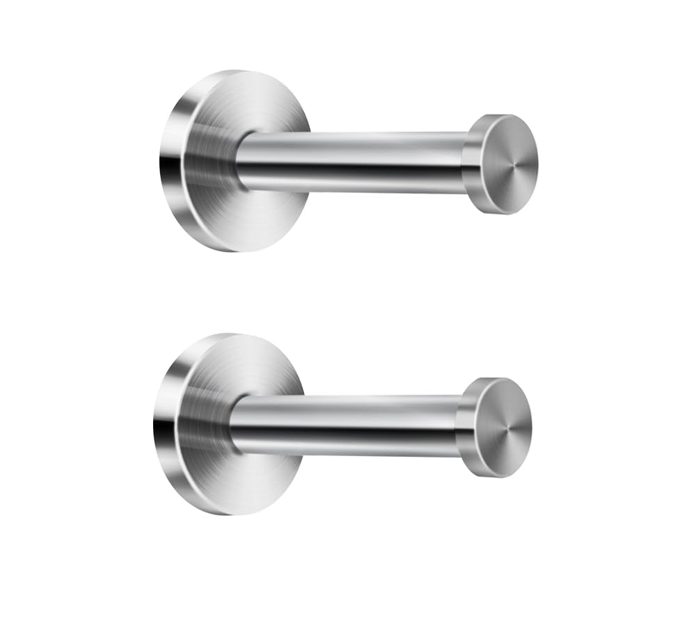 NELXULAS Brushed Stainless Steel Bath Towel Hooks Single Super Heavy Duty Wall Mount Hook Coat Hook Fit for