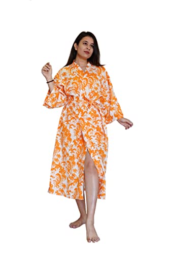 Peignoir de bain en coton imprimé floral indien - Kimono long - Fait à la main - Pour femme Cover