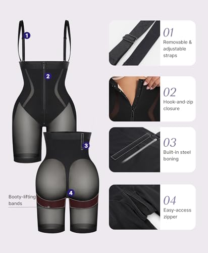 Image of SHAPELLX Fajas Colombianas Shapewear for Women Tummy Control Postpartum Faja Body Shaper Butt Lifting Shorts Bodysuit