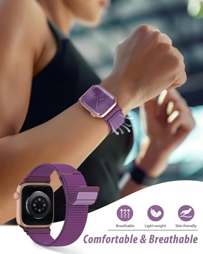 Image of Nylon Loop Sport Band Compatible with Apple Watch Bands 44mm 45mm 46mm 49mm 42mm for Women Men, iWatch Wrist Straps for Ultra 3 2, Se, Series 11 10 9 8 7, Breathable, Soft Band Ideal for Outdoor