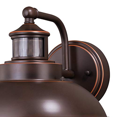 Vaxcel Motion Sensor Porch Light - Harwich 10" Bronze Dusk To Dawn Farmhouse Outdoor Lighting Fixture + Automatic Timer For Exterior Security, Rustic Barn Light For Garage, Front Door, And Patio #TOP1