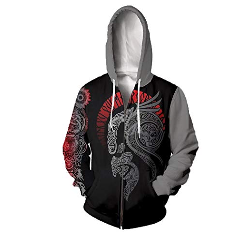 Veste zippée Viking Loup sweat à capuche contre le vent urbain