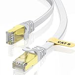 VOIETOLT Cat8 Ethernet Cable 4M, 40Gbps/2000Mhz Flat High Speed Network Cable, STP RJ45 Gigabit Cat-8 Lan Internet Cable for PS4/5, for Modem - White