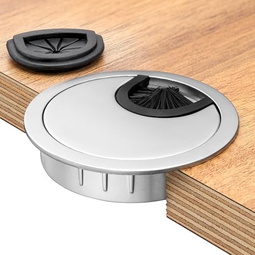 BRUCE.® 1 x Desk Cable Grommets Ø 60 mm – Metal Cable Grommets fo...
