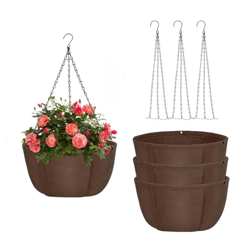 Les-Theresa 3er Set Blumenampel Außen, Hängetopf für Pflanzen mit Ketten Blumenampel Hängend Außen, 30.5 cm Durchmesser Hängender Blumentopf, für Innen Draußen Decken Balkone Wanddekoration