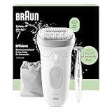 Braun Silk-épil 7 Epilator with Wide Head for Easy Hair Removal, Braun Epilator for Women, Wet & Dry, Lasting Smooth Skin, Bikini Trimmer Women, 7-210, White/Flamingo