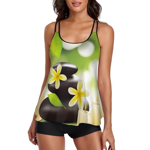 Robe de Plage et Tankini Imprimé Galets de Fleurs Style Bohème Chic