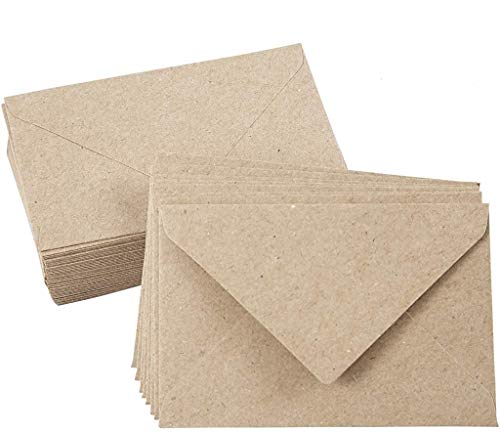 Kraftpapier Umschläge, 50 Stück, Hohe Qualität: 140 g/m², Recycling Umschläge, C6 11,5x16 cm