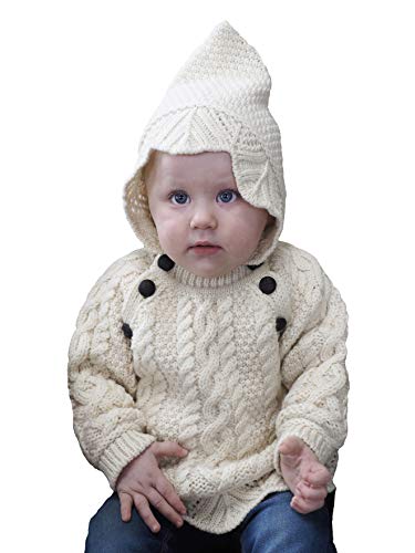 Aran Crafts Baby Traditional Irish Lace Stitch Hooded Sweater (HD4558-12/18-NAT), Natural, 12 Months