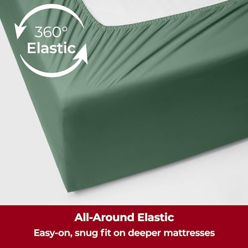 Image of Mellanni Extra Deep King Sheets - 4 PC Iconic Collection Bedding | Hotel Luxury, Ultra Soft, Cooling Bed Sheets - Wrinkle, Fade, Stain Resistant (King, Emerald Green)