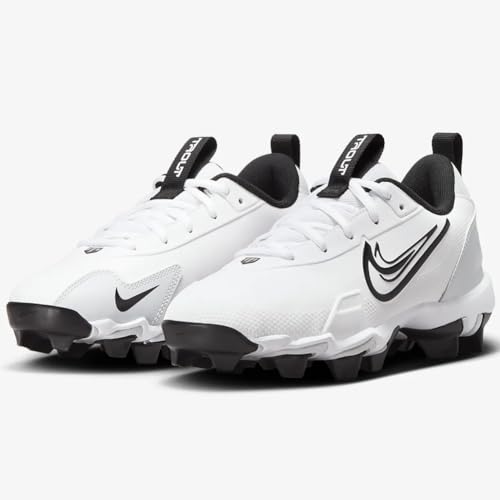 Nike Youth Force Trout 9 Keystone Low Rubber Baseball Cleats SZ 3.5 White | Black, FB9731-1002
