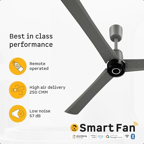 Image of atomberg Renesa Elite Smart 1400mm BLDC Ceiling Fan with IoT & Remote Control | 5 star Rated | High Air Delivery with Moonbeam LED Light | | 3 Year Warranty (Sand Grey)