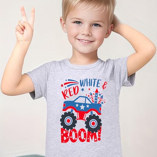 Image of Kids Boys 4th of July Shirts Toddler American Flag T-Shirt Girls Patriotic Short Sleeve Tees Cotton Top Clothes 1-7T