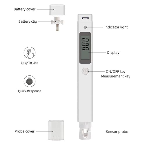 Miniatura 8 de Envig Probador digital de agua potable | TOC, Bacalao, TDS y temperatura 4 en 1 | Contaminación orgánica (algas, productos químicos, COV, etc.) |