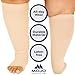 Compression Socks for Women and Men 20-30 mmHg - Wide Calf Toeless Compression Stockings with Open Toe for Circulation during Travel, Airplane, Nurses - Beige, 4X-Large - AB211