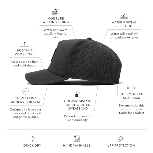 Image of melin Odysea Stacked Hydro, Snapback Hats, Water-Resistant Baseball Caps for Men & Women, Golf, Running, or Workout Hat