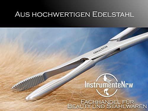 Zupfzange für Hundeohren Haarzange Hunde Haarzupfzange Tierhaar-Entferner Edelstahl Rostfrei mit Innenzahnung ohne Sperre in Profi-Qualität (14 cm)