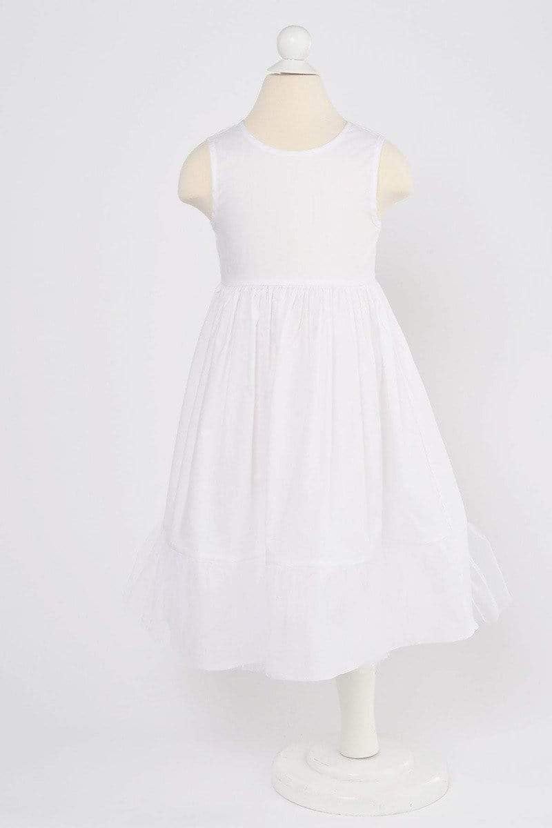 Little Girls White Cotton Petticoat Slip Sleeveless 100% Cotton No Cling Girls Layering Slip