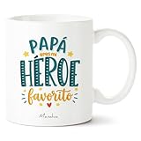Manahia - Taza Papá Eres mi héroe favorito | Regalo Original Padre, Superhéroe sin capa - Idea Sorpresa Día del Padre, Cumpleaños, Navidad | Caja Regalo Kraft