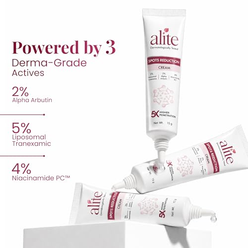 Image of Alite Spots Reduction Cream - 5% Liposomal Tranexamic Acid + 2% Alpha Arbutin + 4% Niacinamide PC | For Acne Marks, Dark Spots & Post-Acne Hyperpigmentation | Men Women | Dermatologically Tested 15g Each (Pack of 2 )