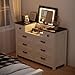 BROTTAR Dresser with Mirror for Bedroom, Chest of Drawers with LED Mirror, 8 Drawer Dresser, White Dressers for Kids, Wood Dressers, Farmhouse Makeup Vanity with Storage for Bedroom
