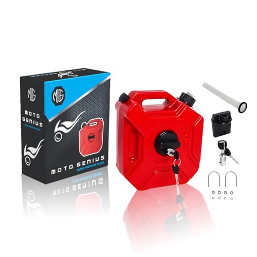 Image of Universal 5 Liter Fuel Jerry Can With Clamp and Cap For Motorcycle | Fuel Container Heavy Duty construction for Petrol /diesel /kerosene Storage (Red)