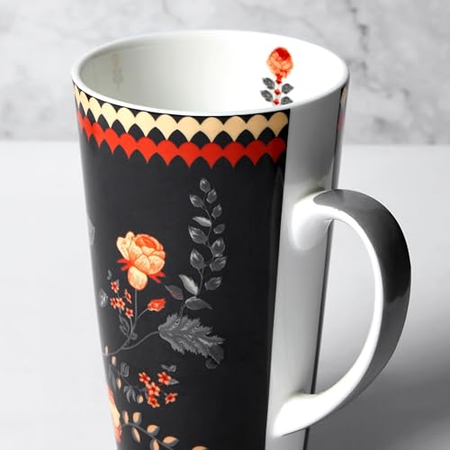 Image of India Circus Fine Elegant Design Ceramic Tall Milk Mugs for Home and Kitchen (Multicolor, 600 ml) - Set of 2 (CC20)