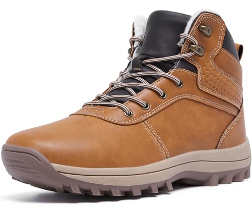 Mens Winter Waterproof Snow Boots Warm Fur Lined Hiking Boot Lightweight Non Slip Outdoor Insulated Shoes