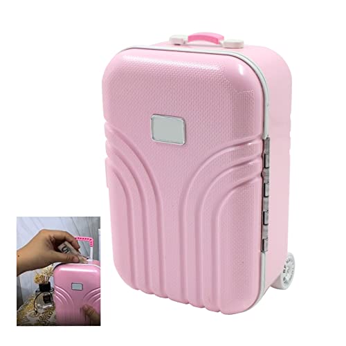 Tirelire Créative Valise Simulation Bagages - Décoration de Bureau Moderne, Étui de Voyage Simulation en Plastique ABS, Jolie Mini Petite Boîte Voyage Trolley, 16x10,5x7cm (1pc Rose) Cover