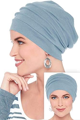 Headcovers Unlimited Slouchy Snood-Caps for Women with Chemo Cancer Hair Loss Steel Blue