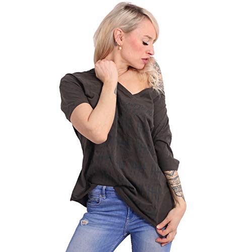 Preisvergleich Produktbild Yakuza Damen Punch Loose V-Neck T-Shirt, Black Ink, XS