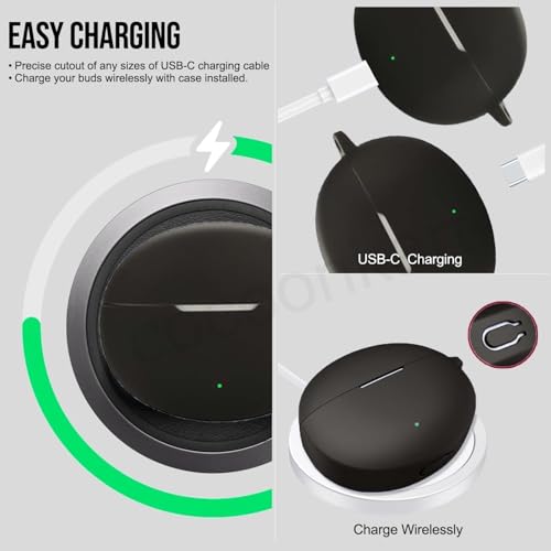Image of Silicone Case Cover for OnePlus Buds 4 with Cleaner Kit,Lanyard & 4 Pcs Cable Protectors (Black)
