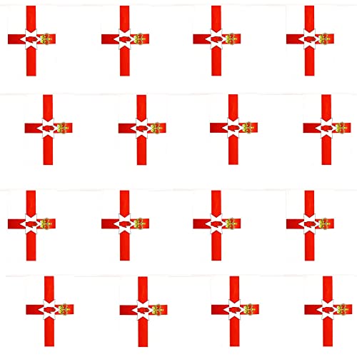 Fanions de drapeaux de l'Irlande du Nord 60m - Drapeau international, pays du monde - Grand format - 20x30cm - Pour supporter les sports, les fans de football - Par tous les temps Drapeau à suspendre