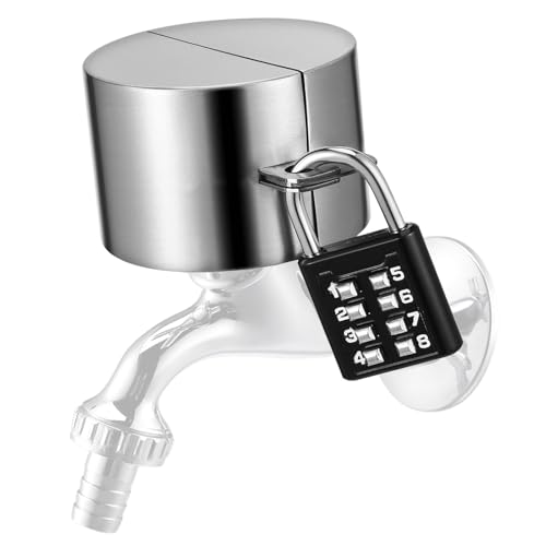 Stainless Steel Outside Tap Lock with Coded Padlock, Garden Tap Lock Box, Tap Locks for Outside Taps for Garden and Home, Prevents Water Theft and Unauthorized Use